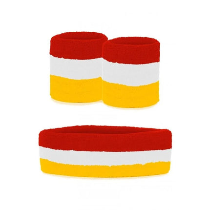 Carnaval zweetbandjes 3-delige set - rood/wit/geel